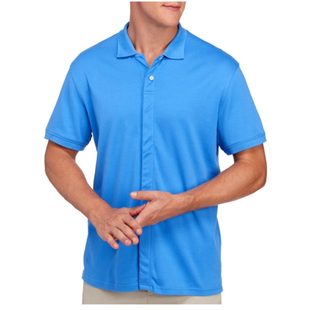 Magna Click Men's Stress Free Apparel Blue Polo Shirt,New With Tag